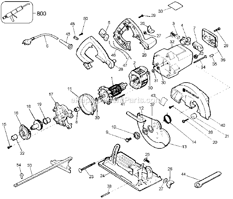 Black and Decker B7359 (Type 3) 2 1/3 Hp Circular Saw Power Tool Page A Diagram